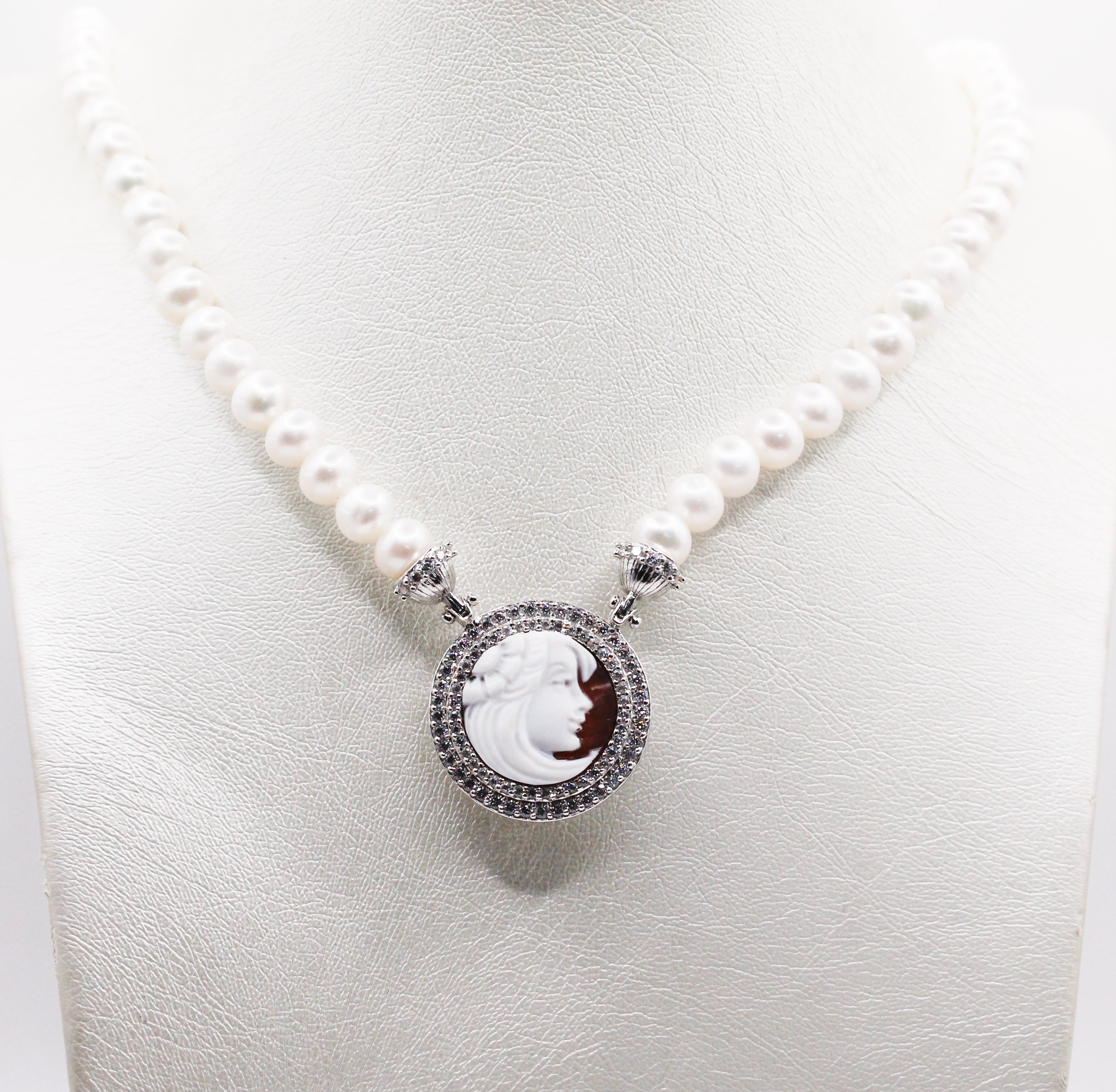 Collana di Perle in Argento 925 Donna con Cameo - Traversi